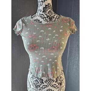 Girls Jenna & Jessie USA Blouse Top Butterflies Size 8 Short Sleeve Round Neck